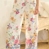 Waitlist 6/5 ♥ Demi Mid Rise Floral Print Wide Leg Pants White