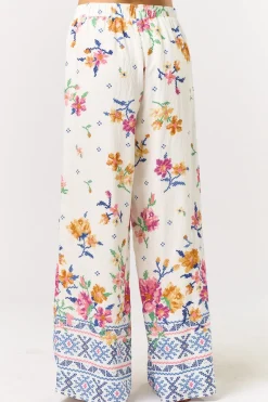 Waitlist 6/5 ♥ Demi Mid Rise Floral Print Wide Leg Pants White