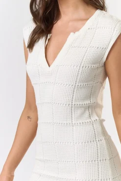 Waitlist 4/23 ♥ Devin Sleeveless Knit Overlay Midi Dress White
