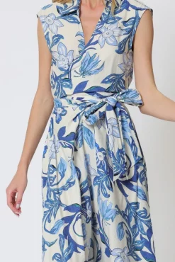 Waitlist 4/21 ♥ Eloise Cap Sleeve Waist Tie Floral Print Maxi Dress Blue