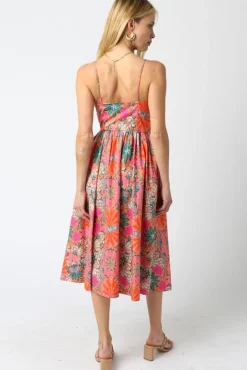 Waitlist 5/5 ♥ Hayden Sleeveless Floral Print Midi Dress Orange