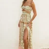 Waitlist 5/21 ♥ Holland Sleeveless Cut Out Abstract Print Maxi Dress Green