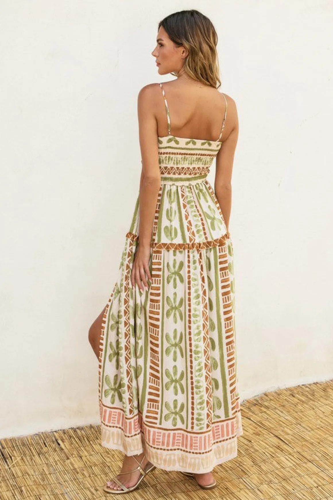 Waitlist 5/21 ♥ Holland Sleeveless Cut Out Abstract Print Maxi Dress Green