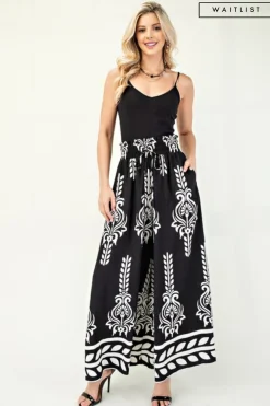 Waitlist 4/16 ♥ Isabella High Rise Abstract Print Wide Leg Pants Black