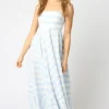 Waitlist 5/5 ♥ Janney Sleeveless Stripe Print Maxi Dress Blue