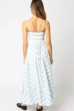 Waitlist 5/5 ♥ Janney Sleeveless Stripe Print Maxi Dress Blue