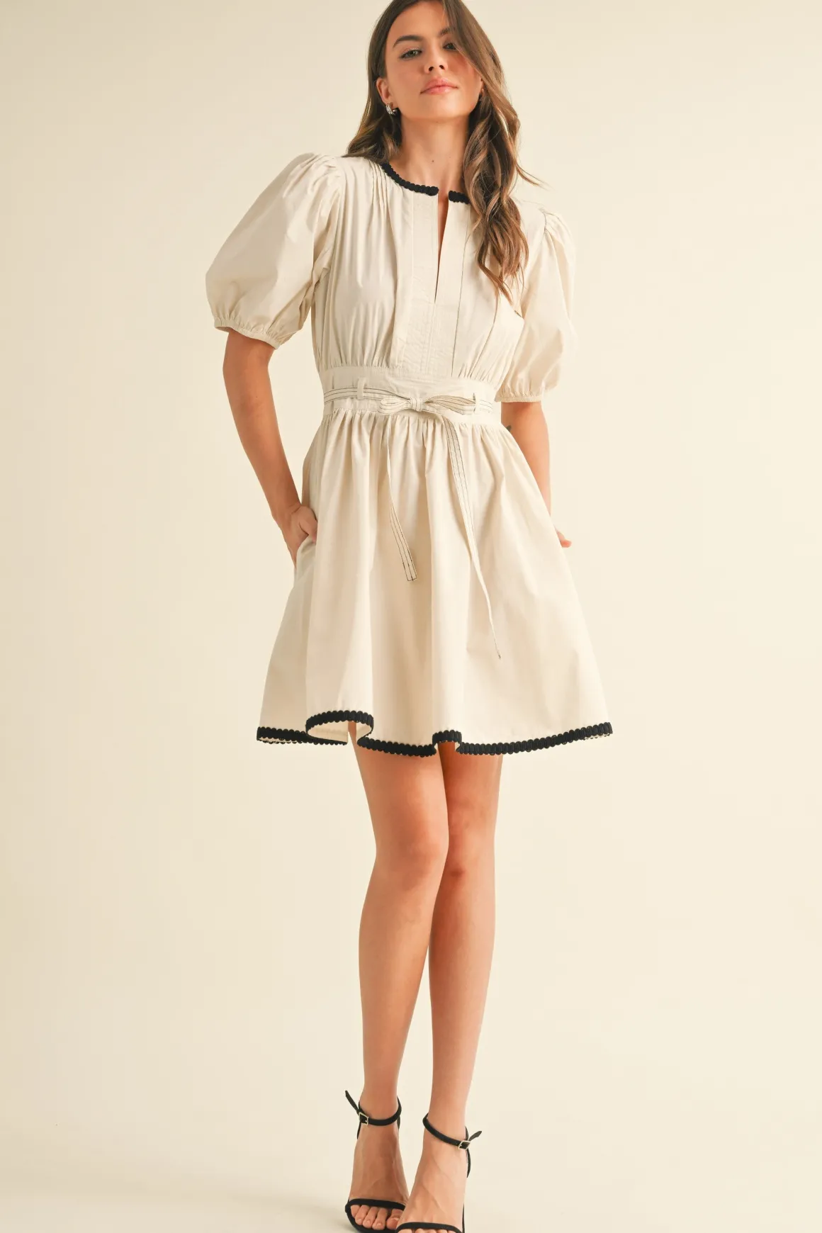 Waitlist 4/25 ♥︎ Julie Short Puff Sleeve Flared Mini Dress Cream