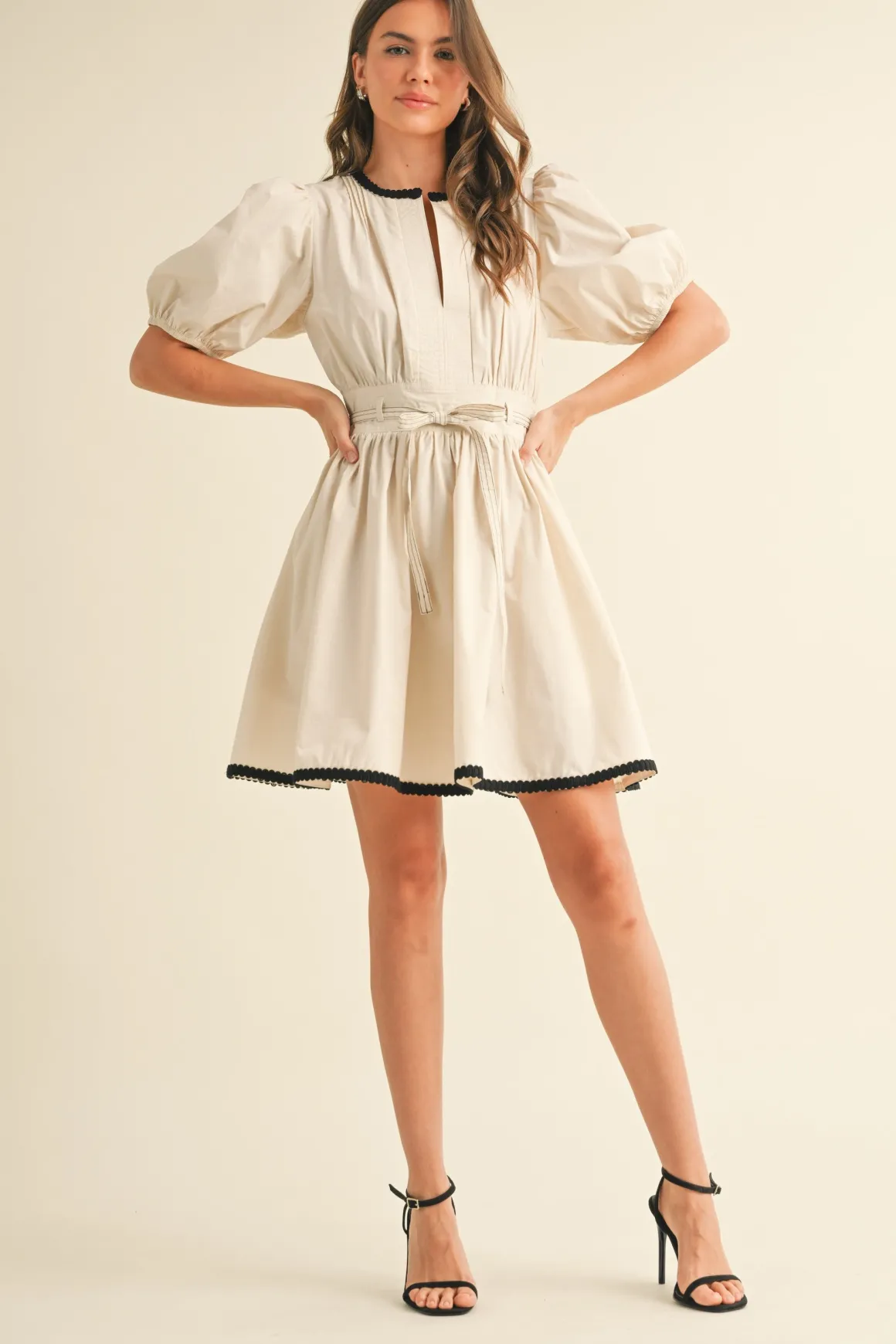 Waitlist 4/25 ♥︎ Julie Short Puff Sleeve Flared Mini Dress Cream