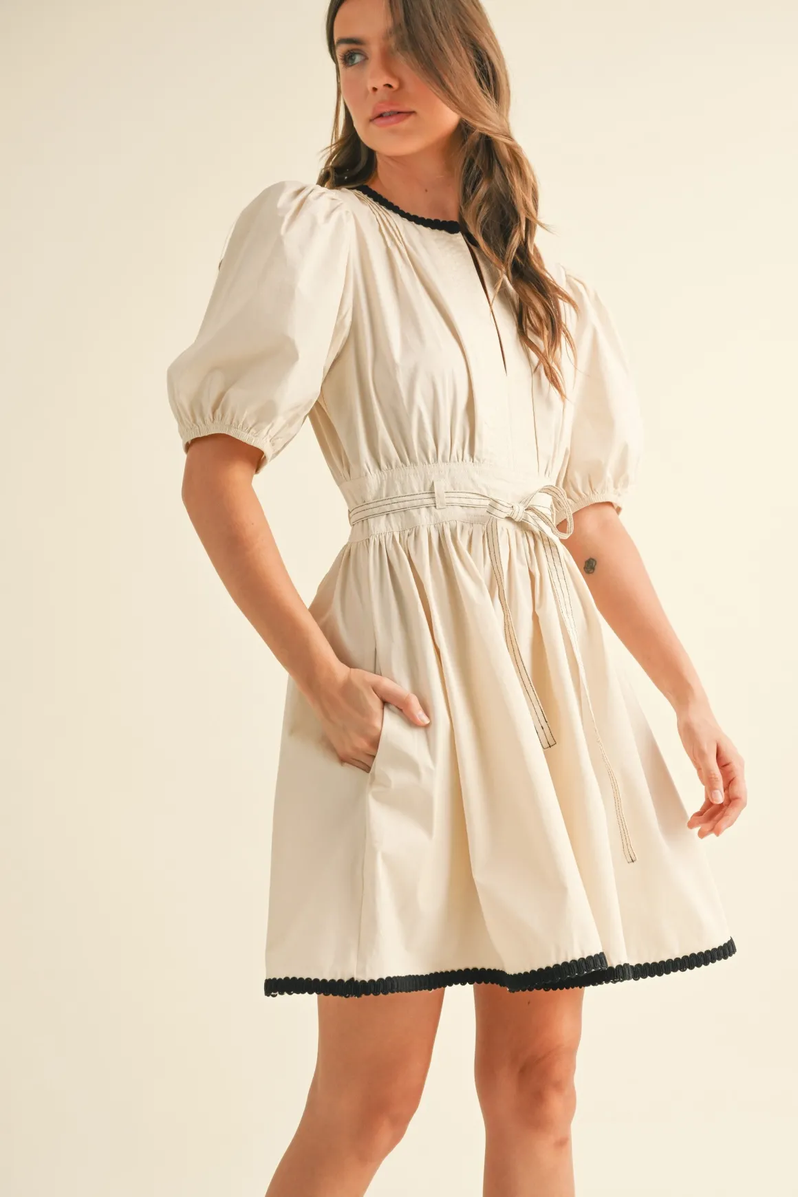 Waitlist 4/25 ♥︎ Julie Short Puff Sleeve Flared Mini Dress Cream