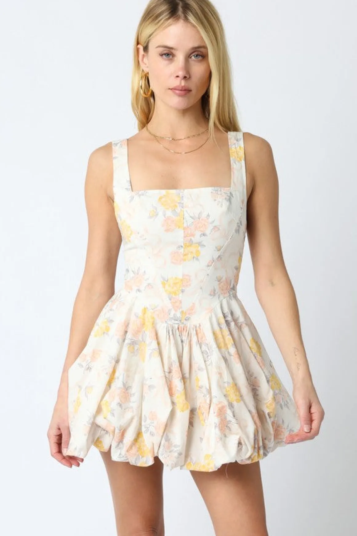 Waitlist 4/20 ♥ Kelsie Sleeveless Floral Print Mini Dress Ivory
