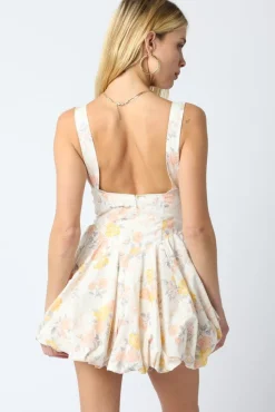 Waitlist 4/20 ♥ Kelsie Sleeveless Floral Print Mini Dress Ivory