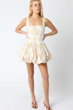 Waitlist 4/20 ♥ Kelsie Sleeveless Floral Print Mini Dress Ivory