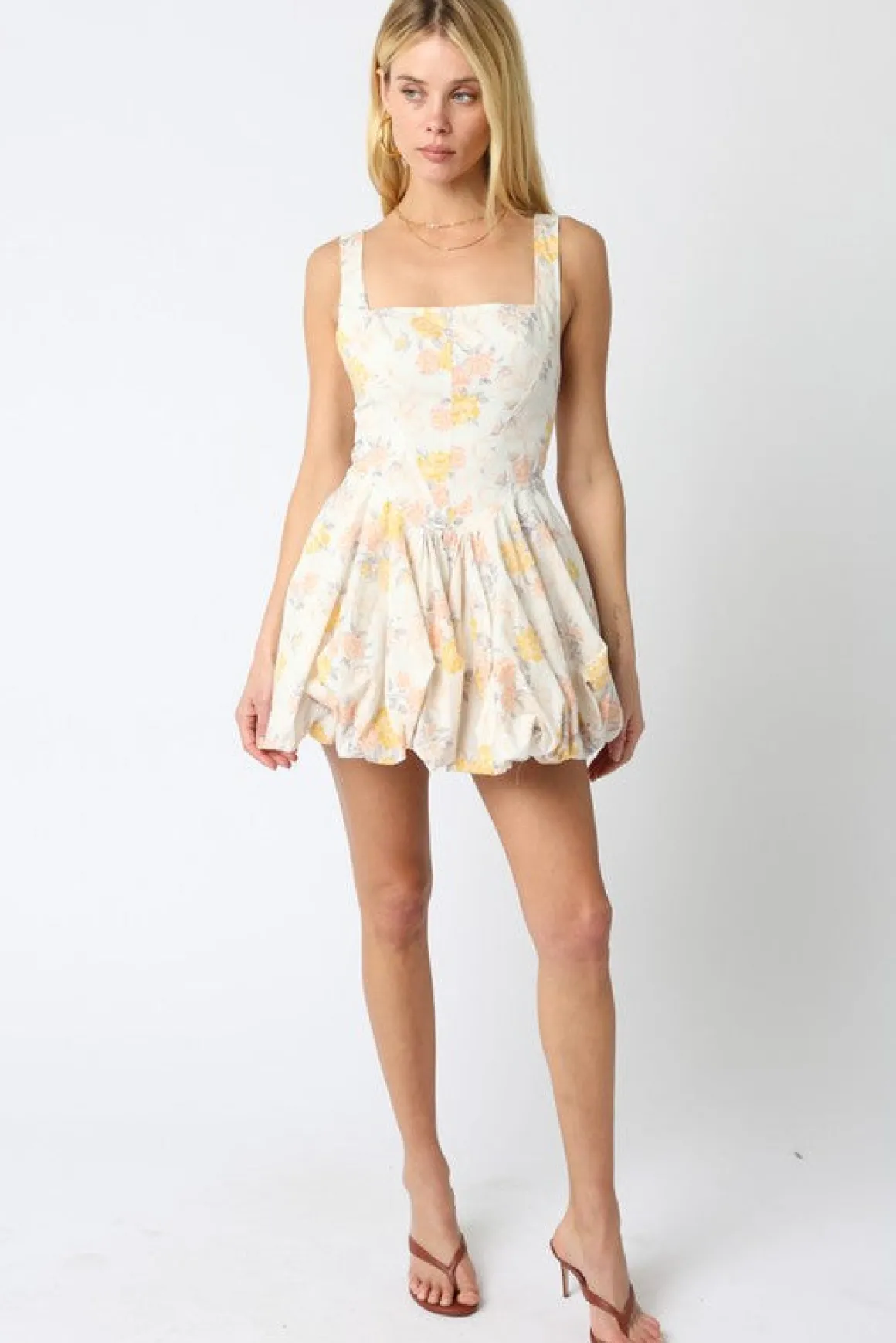 Waitlist 4/20 ♥ Kelsie Sleeveless Floral Print Mini Dress Ivory