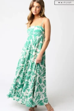 Waitlist 5/5 ♥ Kenzie Sleeveless Floral Print Maxi Dress Green