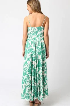 Waitlist 5/5 ♥ Kenzie Sleeveless Floral Print Maxi Dress Green
