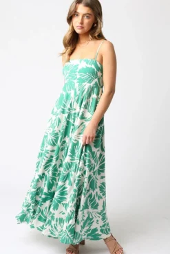 Waitlist 5/5 ♥ Kenzie Sleeveless Floral Print Maxi Dress Green