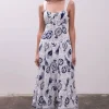 Waitlist 4/5 ♥ Liz Sleeveless Sailor Print Tiered Midi Dress White