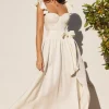 Waitlist 5/14 ♥ Lizette Flutter Sleeve Waist Tie Maxi Dress Ivory