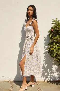 Waitlist 4/23 ♥ Lizette Flutter Sleeve Waist Tie Maxi Dress Lilac