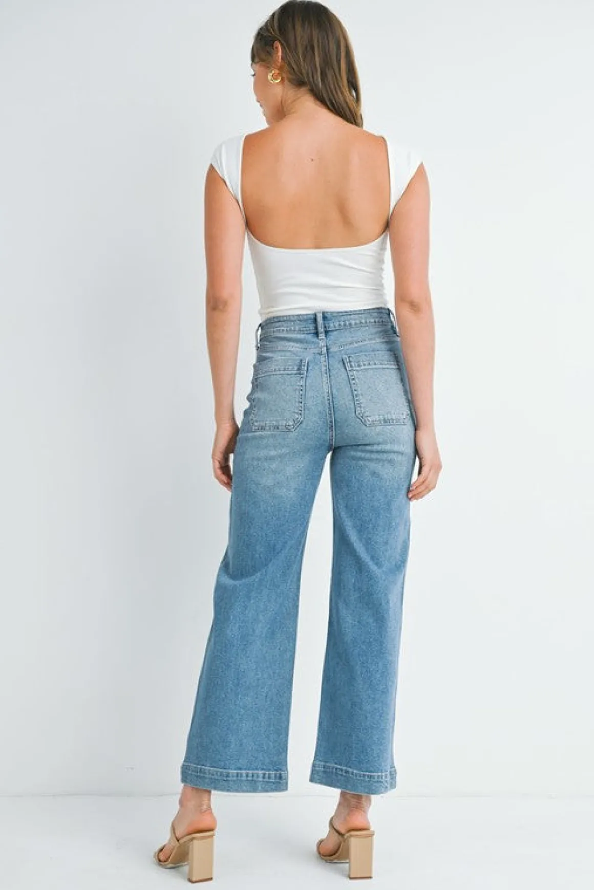 Waitlist 5/15 ♥ Natasha High Rise Utility Cropped Wide Leg Jeans Medium Wash