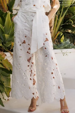 Waitlist 4/30 ♥ Piper High Tie Waist Lace Contrast Pants White