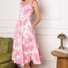 Waitlist 5/7 ♥ Rosie Ruffle Sleeve Floral Print Midi Dress Pink