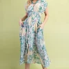 Waitlist 4/30 ♥ Ruth Cap Sleeve Floral Print Zip Up Midi Dress Ivory