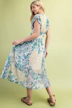 Waitlist 4/30 ♥ Ruth Cap Sleeve Floral Print Zip Up Midi Dress Ivory