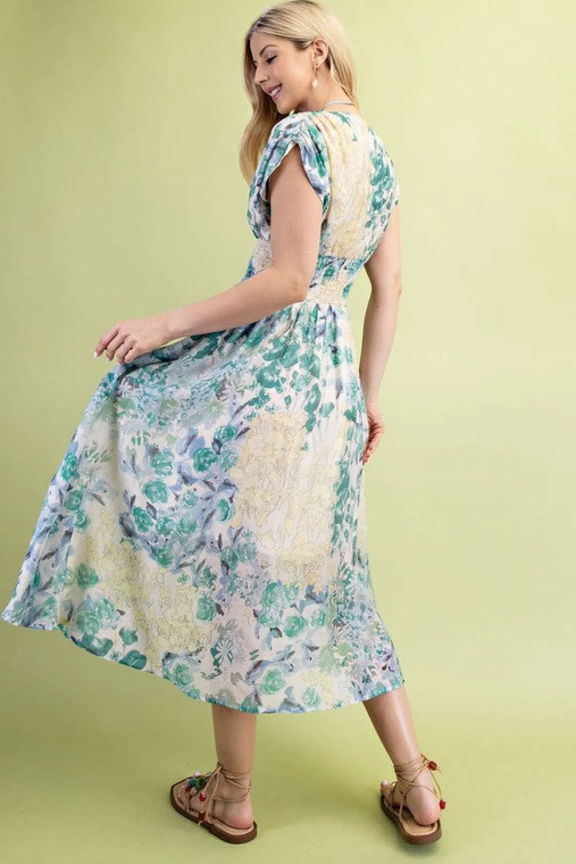 Waitlist 4/30 ♥ Ruth Cap Sleeve Floral Print Zip Up Midi Dress Ivory