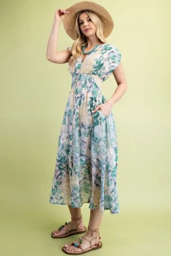 Waitlist 4/30 ♥ Ruth Cap Sleeve Floral Print Zip Up Midi Dress Ivory