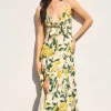 Waitlist 6/5 ♥ Sonia Sleeveless Back Tie Lemon Print Maxi Dress Yellow