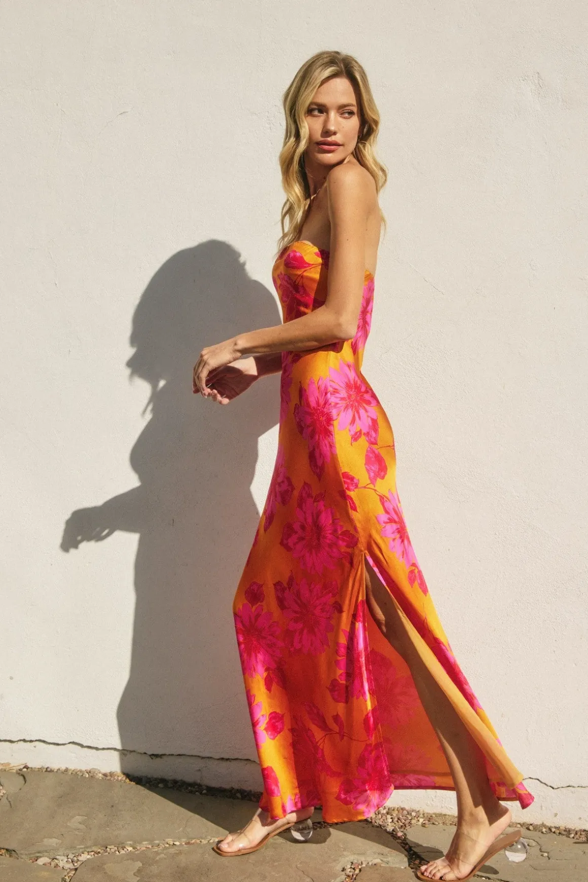 Waitlist 5/20 ♥ Stella Sleeveless Floral Print Maxi Dress Orange