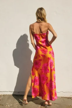 Waitlist 5/20 ♥ Stella Sleeveless Floral Print Maxi Dress Orange