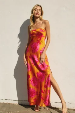 Waitlist 5/20 ♥ Stella Sleeveless Floral Print Maxi Dress Orange