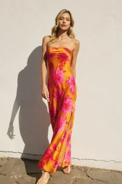 Waitlist 5/20 ♥ Stella Sleeveless Floral Print Maxi Dress Orange