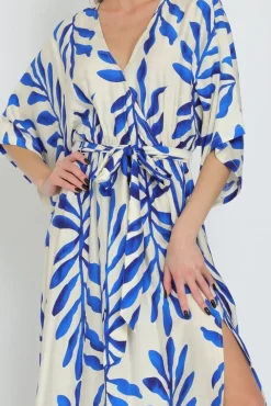 Waitlist 3/31 ♥ Whitney Kimono Sleeve Printed Maxi Dress Blue