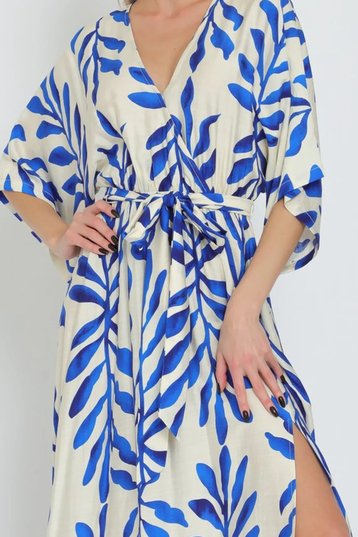 Waitlist 3/31 ♥ Whitney Kimono Sleeve Printed Maxi Dress Blue