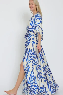 Waitlist 3/31 ♥ Whitney Kimono Sleeve Printed Maxi Dress Blue